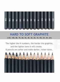 Y&D Pencils Artist Sketching Set Drawing Set, 14pcs 12B 10B 8B 7B 6B 5B 4B 3B 2B B HB 2H 4H 6H Graphite for Adults Artists Student Beginners Professional  - Image 4