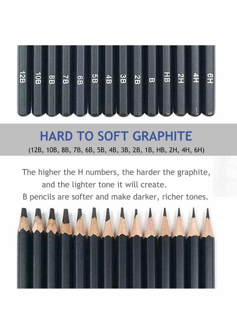 Y&D - Pencils Artist Sketching Set Drawing Set, 14pcs 12B 10B 8B 7B 6B 5B 4B 3B 2B B HB 2H 4H 6H Graphite for Adults Artists Student Beginners Professional - Image 1