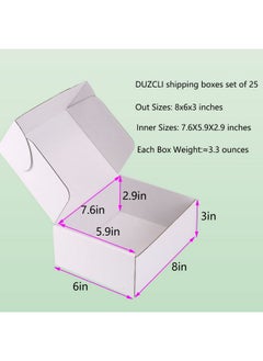 DUZCLI 8X6X3 Inches Small Shipping Boxes Set Of 25 White Corrugated Cardboard Boxes For Small Business Packaging Supplies Mailing Boxes Packing Boxes And Gift Boxes For Presents  - Image 2