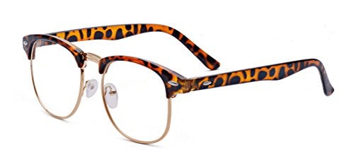Outray Vintage Retro Classic Half Frame Horn Rimmed Clear Lens Glasses 2135c4 Leopard - Image 1