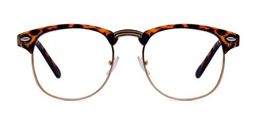 Outray Vintage Retro Classic Half Frame Horn Rimmed Clear Lens Glasses 2135c4 Leopard - Image 2