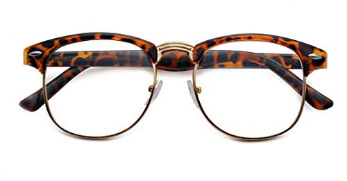 Outray Vintage Retro Classic Half Frame Horn Rimmed Clear Lens Glasses 2135c4 Leopard - Image 4