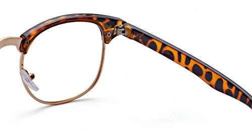 Outray Vintage Retro Classic Half Frame Horn Rimmed Clear Lens Glasses 2135c4 Leopard - Image 5