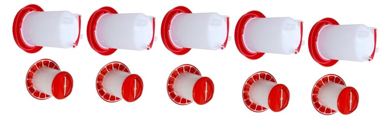 TMW أطعم ودواجن دجاجة جميع أنواع المغذيات والمشروبات (مغذي 1.5 كجم 5 ومشرب 1.5 لتر 5 = 10 قطع) - Image 1