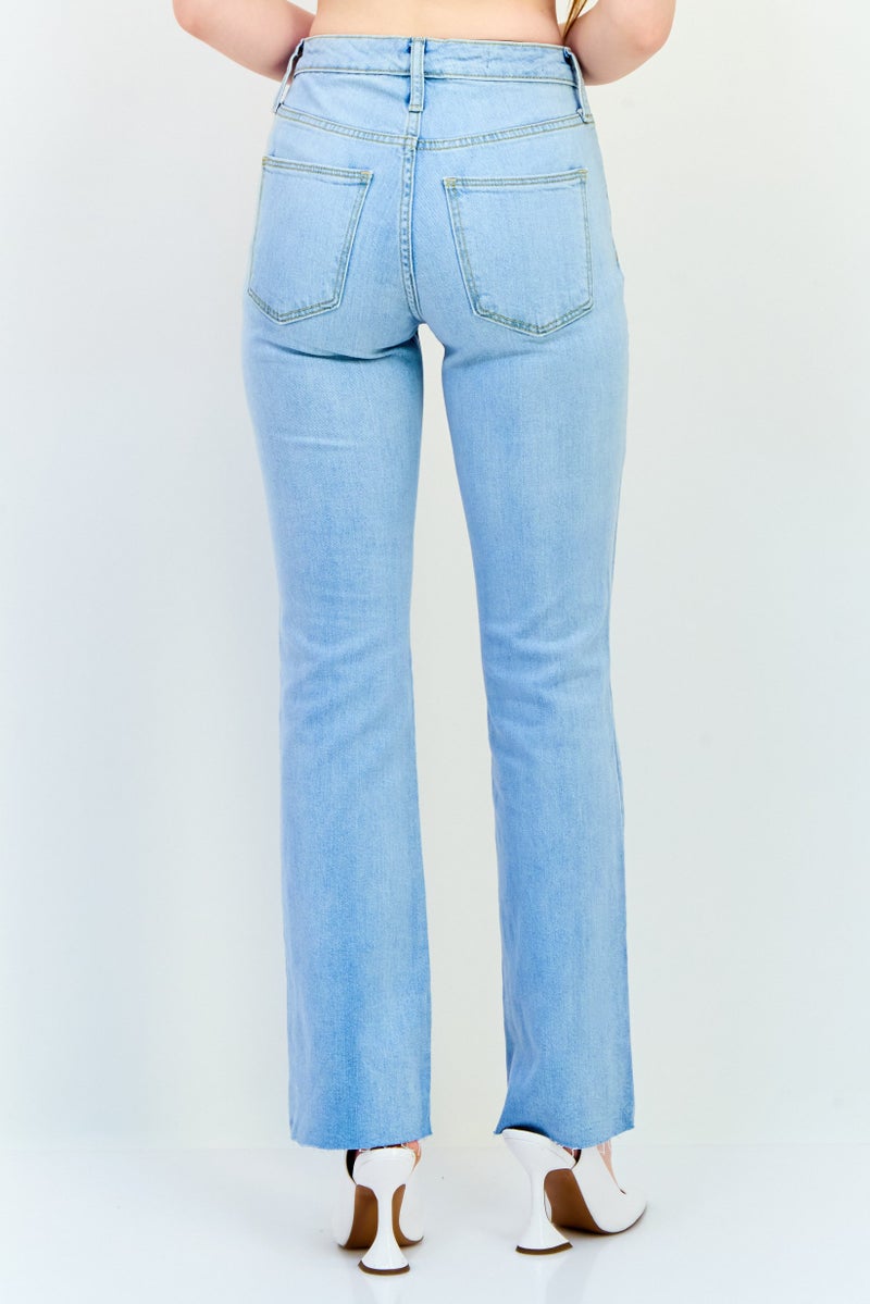 Universal Thread بنطلون جينز نسائي بقصة بوت كات، خصر عالي، مغسول، قابل للتمدد، طول داخلي طويل، أزرق فاتح - Image 3