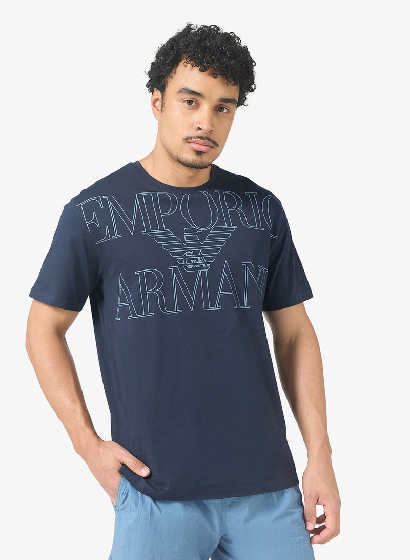 امبوريو ارماني تيشيرت أساسي بياقة دائرية لملابس الشاطئ - Image 1