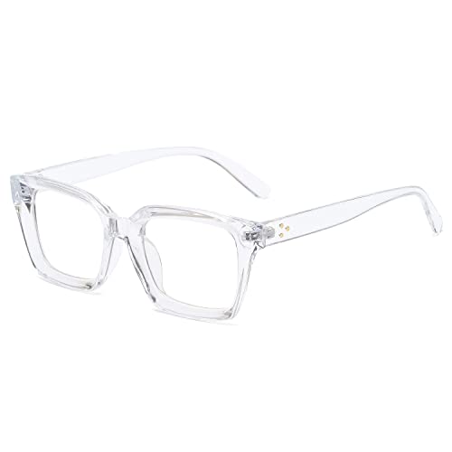 EYLRIM Classic Thick Square Frame Clear Lens Glasses for Women Men Non Prescription Eyeglasses(A2 Transparent) - Image 1