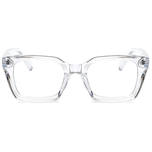 EYLRIM Classic Thick Square Frame Clear Lens Glasses for Women Men Non Prescription Eyeglasses(A2 Transparent) - Image 4