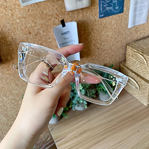 EYLRIM Classic Thick Square Frame Clear Lens Glasses for Women Men Non Prescription Eyeglasses(A2 Transparent) - Image 3