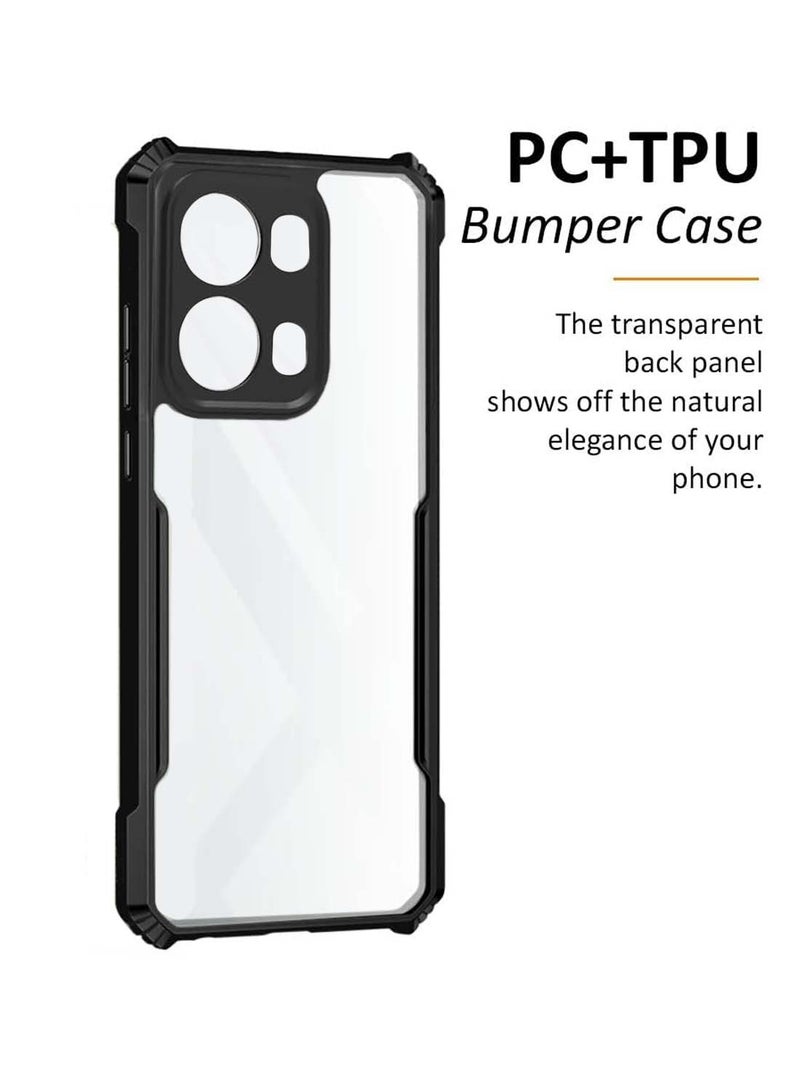 Wtech Oppo Reno13 Pro 5G 2024 Hybrid TPU Silicone with Raised Armour Bumpers Slim Case Cover - Black  - Image 2