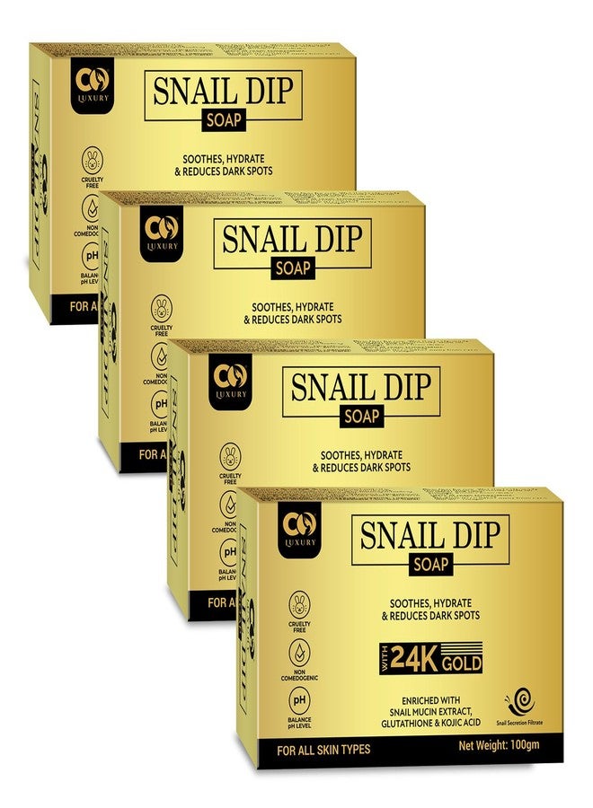 CO LUXURY Snail Mucin Extract | Glutathione & Kojic Acid Soap | Ghar Ka Soap | Skin Hydrates & Reduce Dark Spots | Skin Brightening Soap with 24k Gold Dust | Soaps for Bath - Pack of 4 - Image 1