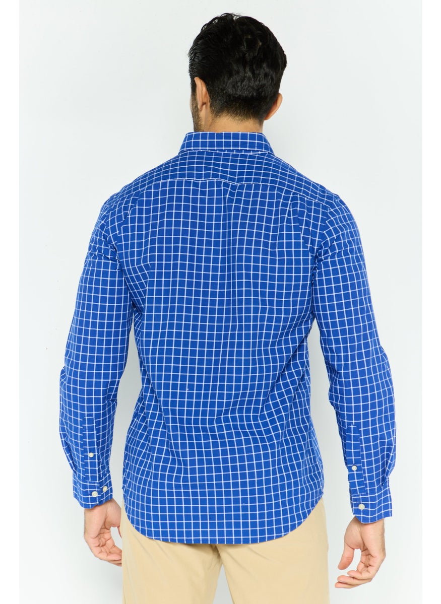 Men Custom Fit Grid Pattern Long Sleeves Casual Shirt, Blue - pzsku/ZDC5F76DF0B5CB4F18EFDZ/45/_/1738162046/d1cc1a64-1090-44b9-a920-e83e413ac9cb