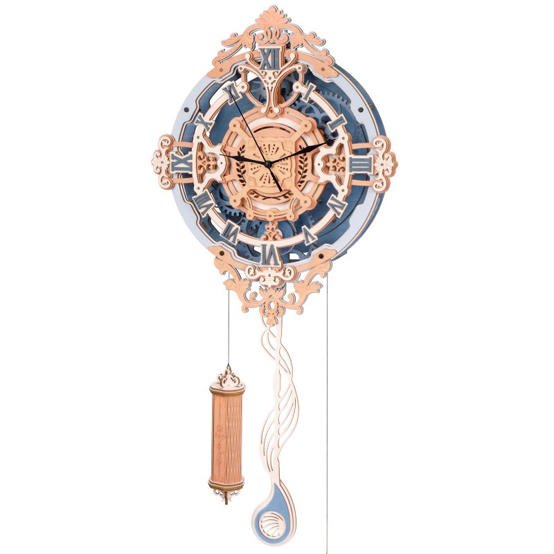 ROKR 3D Puzzles for Adults Vintage Wooden Pendulum Clock Kits 12", Mechanical Building Model Kits DIY Wall Clock Hobbies for Adults Home Decor Gifts for Teens - Image 1