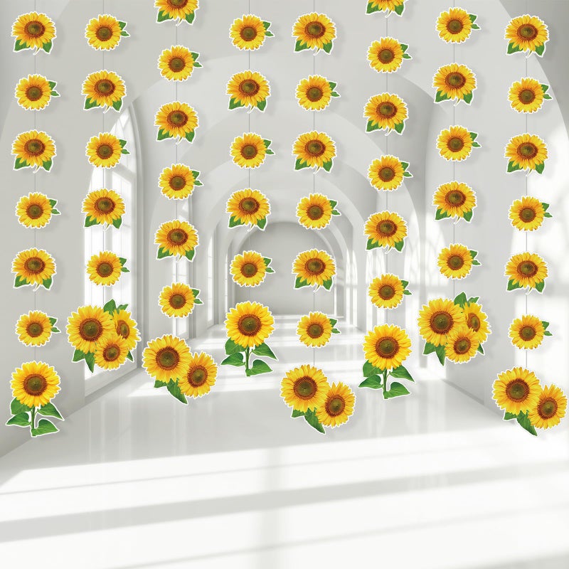 Herdear 9 Pcs Sunflower Garlands Decorations Summer Sunflower Paper Banners Yellow Flower Hanging Cutouts Streamers for Baby Shower Birthday Wedding Holiday Bee Themed Party Decor - Image 2