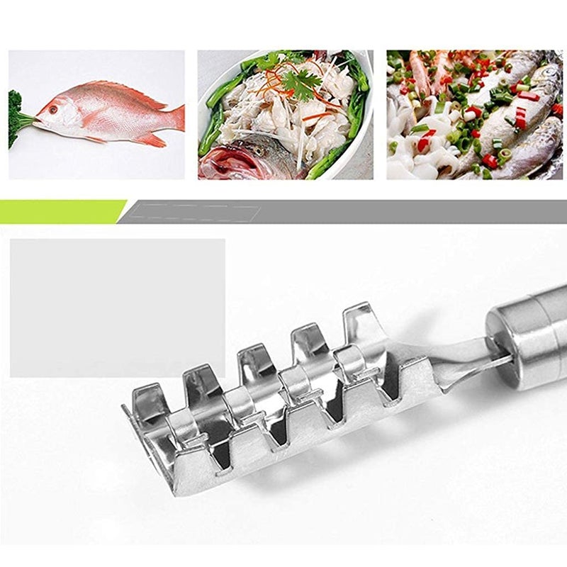 FASHRAMP Stainless Steel Fish Scale Remover Fish Scaler Scraper Kitchen Tool Fish Scaler (Pack of 2) - Image 3