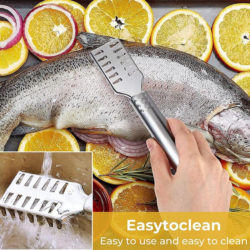 FASHRAMP Stainless Steel Fish Scale Remover Fish Scaler Scraper Kitchen Tool Fish Scaler (Pack of 2) - Image 5