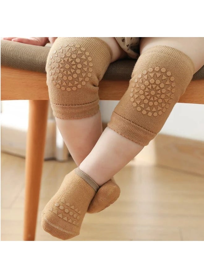 Baby Anti-Slip Knee Pads with Grip Socks, Soft Cotton Crawling Protectors for Infants & Toddlers - Image 1