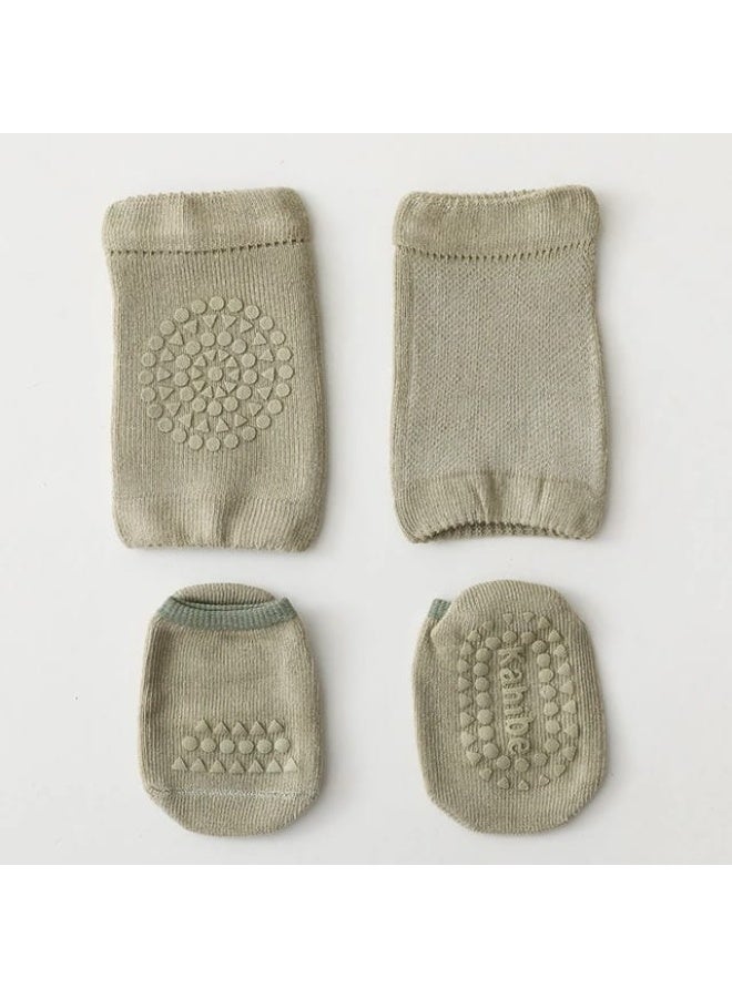 Baby Anti-Slip Knee Pads with Grip Socks, Soft Cotton Crawling Protectors for Infants & Toddlers - Image 4