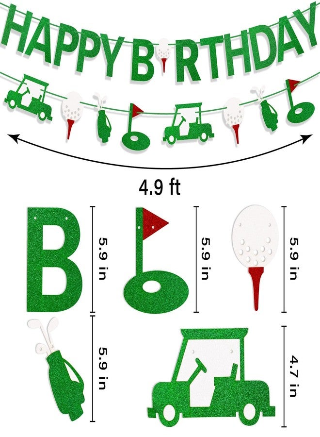 Aufee Pre-Strung Golf Happy Birthday Banner, NO-DIY Glitter Green Golf Sports Theme Birthday Sign Party Garland Decorations for Door Wall Backdrop, Boys and Adults - Image 2