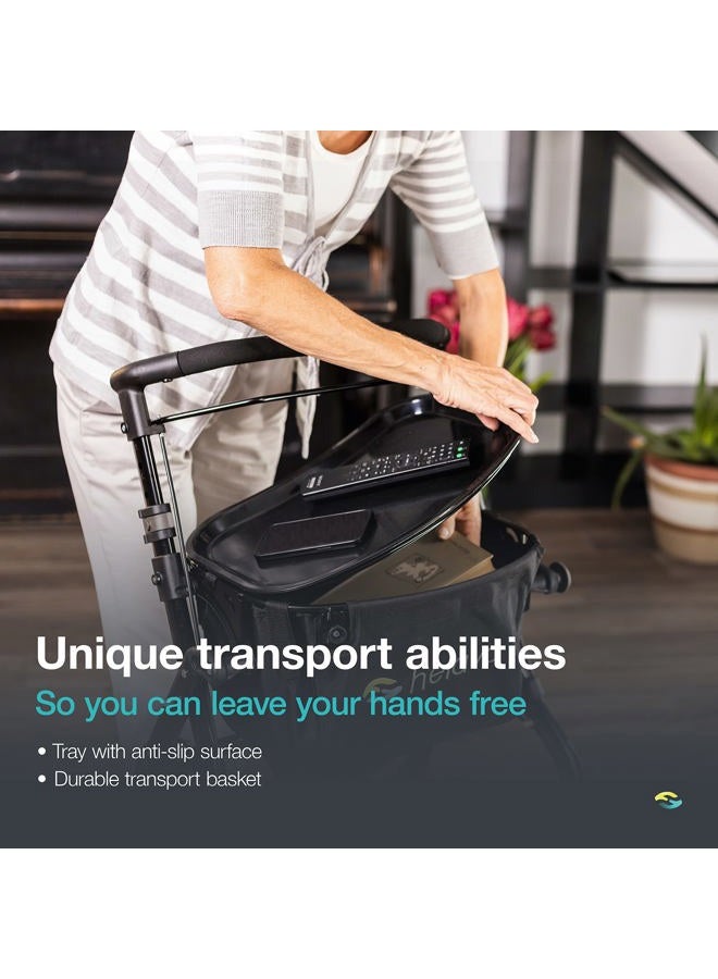 Helavo Narrow Flat Rollator - 53 cm Wide Walker for Home - Indoor Rollator with Tray and Transport Basket - Image 4