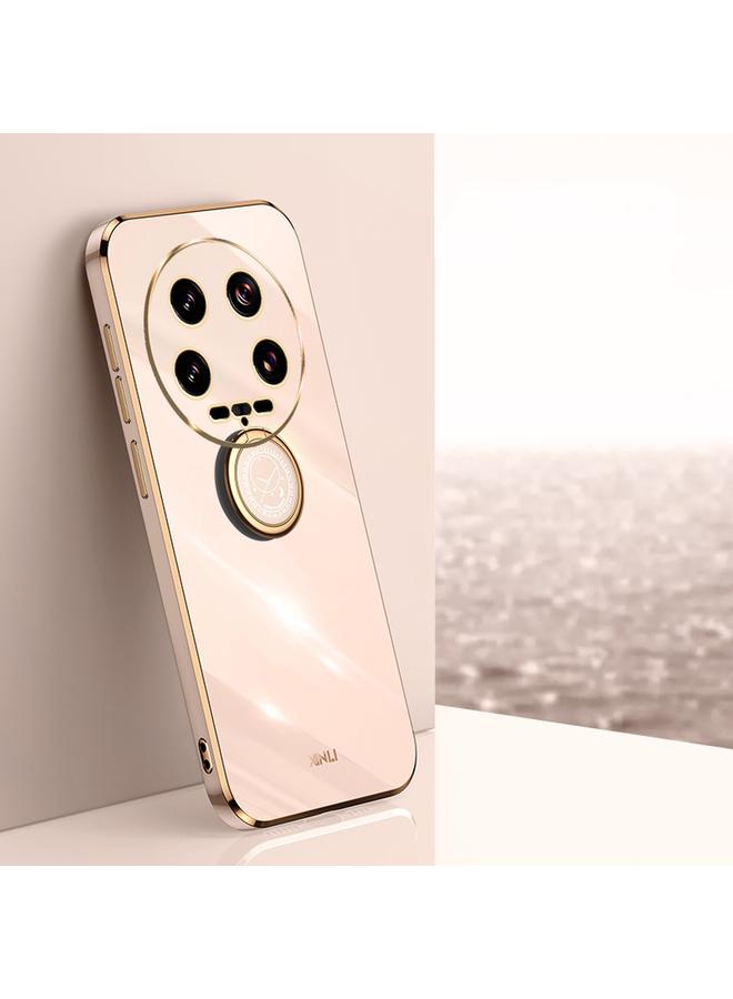 Case For Xiaomi 14 Ultra 5G Straight Edge 6D Electroplate TPU Phone Case with Ring Holder