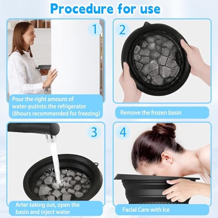 SogYupk Face Bowl for Ice with Built Foldable, Durable Silicone Design for Face Ice Baths & Beauty Care - Facial Ice Therapy for Skin Tightening. (Black) - Image 5