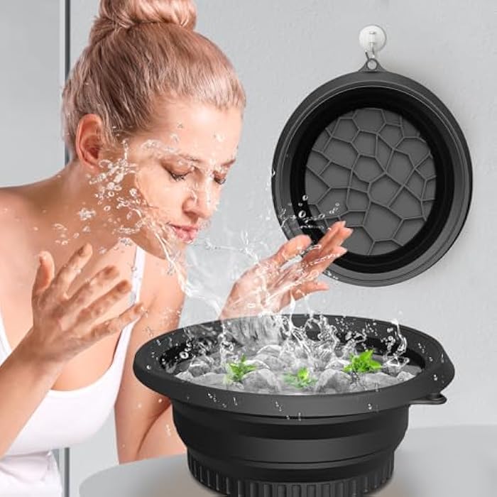 SogYupk Face Bowl for Ice with Built Foldable, Durable Silicone Design for Face Ice Baths & Beauty Care - Facial Ice Therapy for Skin Tightening. (Black) - Image 1