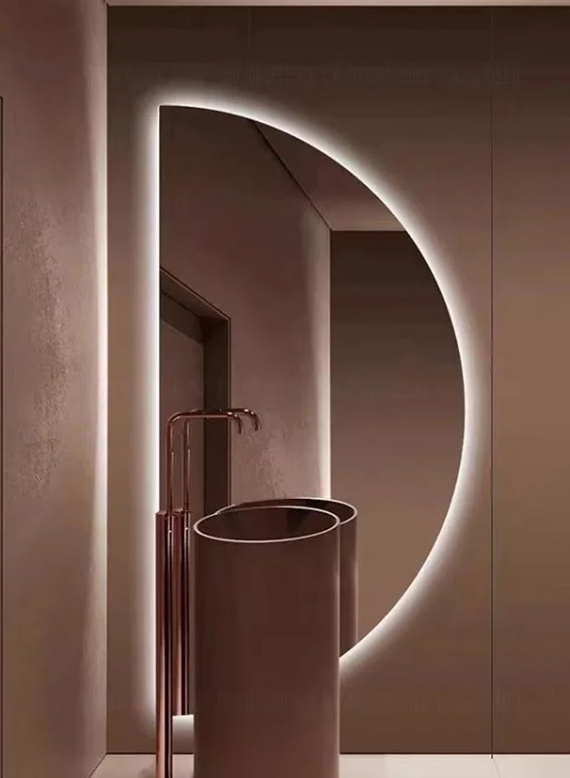 VPARTY LED Bathroom Mirror with Lights, 34"×67" Half Moon Led Vanity Mirror for Wall, Large Light Up Bathroom Mirror with Backlight, Dimmable, 3 Colors, Smart Bathroom Mirrors (85x170cm) - Image 1