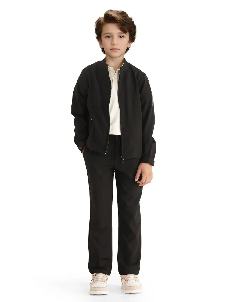 رير ونز Rare Ones Kids Ozack Black Cotton Zipper Full Sleeve Jacket
