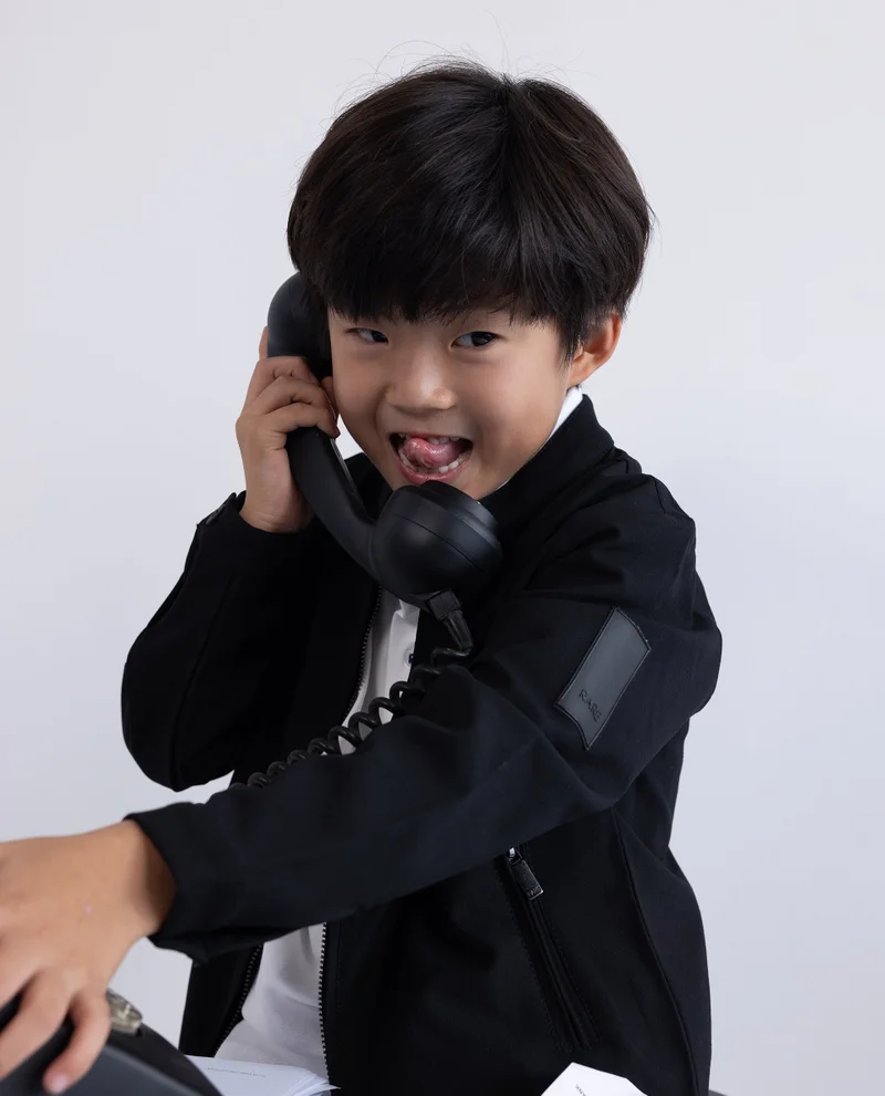 رير ونز Rare Ones Kids Ozack Black Cotton Zipper Full Sleeve Jacket
