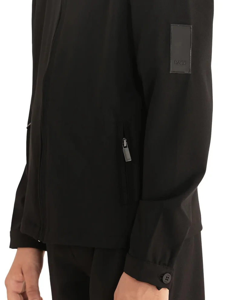 رير ونز Rare Ones Kids Ozack Black Cotton Zipper Full Sleeve Jacket