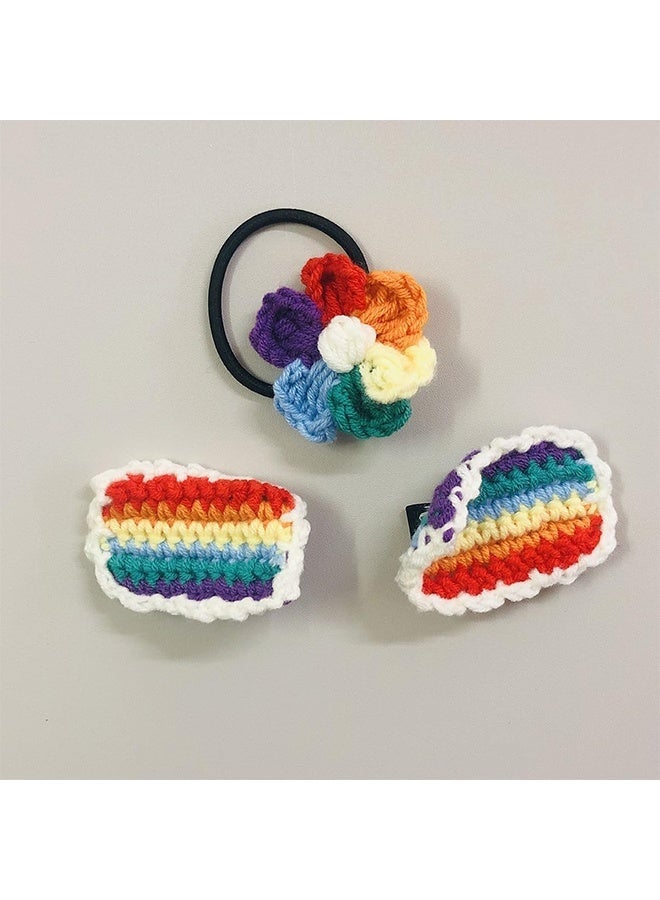 Flower Hair Clips for Women's, Colorful Knit Hair Clips Hair Ties Set, Hair Accessories - Image 4