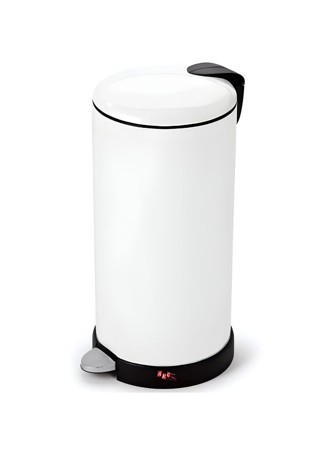 AKC 27L Stainless Steel Pedal Trash Can - Modern White Powder-Coated Waste Bin with Slow-Close Lid for Kitchen & Office  - Image 1