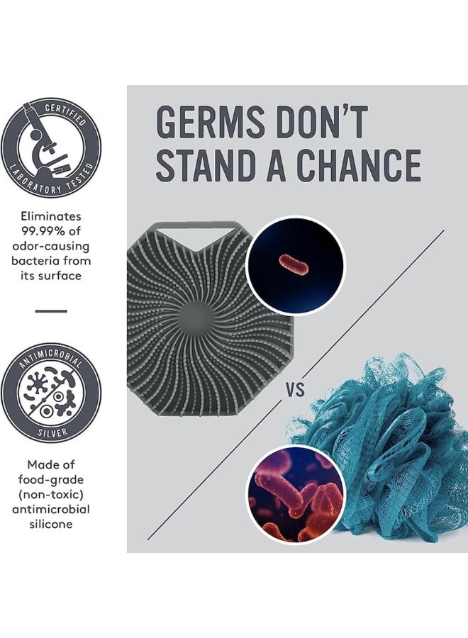 إسكدنيا مضاد للجراثيم هلام السيليكا فرك الجسم تقشير الجسم فرشاة الاستحمام تنطبق على البشرة الحساسة وحماية البيئة حمام فرك تنطبق على الجسم فرشاة تنظيف عميق مع عدم الانزلاق مقبض تدليك لطيف - Image 1