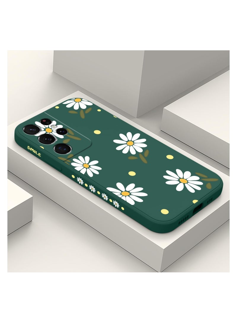 for Samsung S21 Ultra Case, for Samsung Galaxy S21 Ultra Case Butterfly Floral Astronauts Creative Sides Phone Cover Fashionablee Designs Soft Silicone Slim S21 Ultra Phone Case-Daisy Green - Image 1