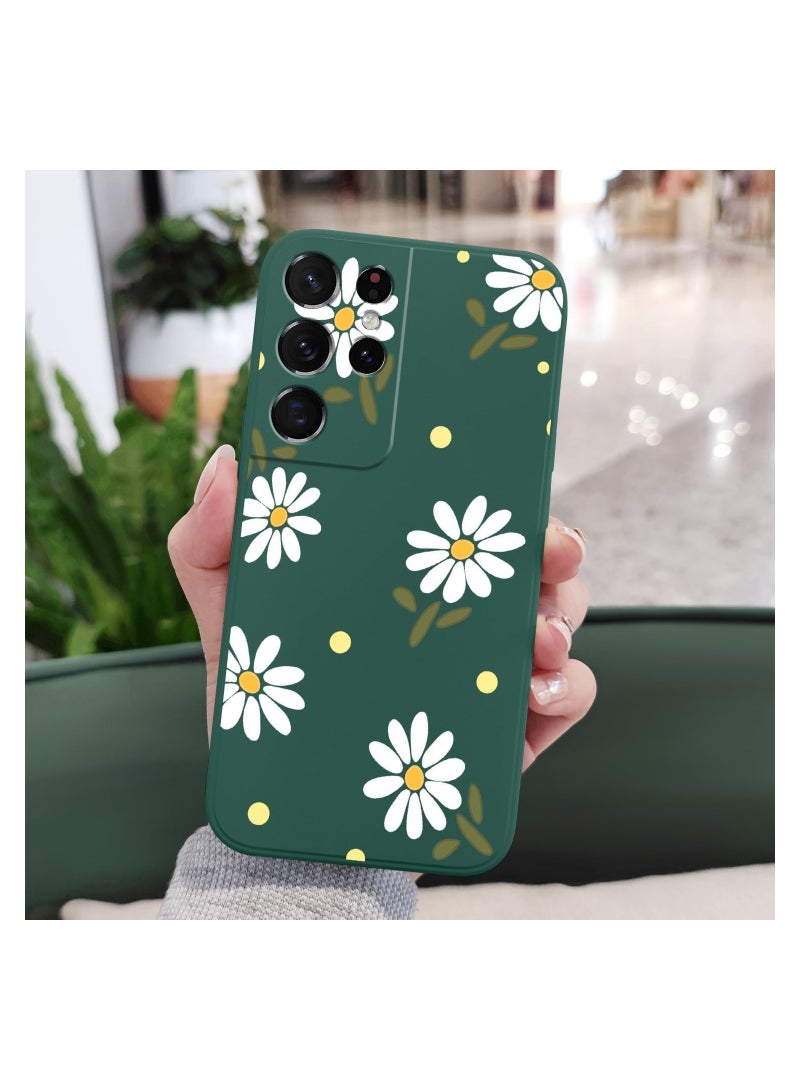 for Samsung S21 Ultra Case, for Samsung Galaxy S21 Ultra Case Butterfly Floral Astronauts Creative Sides Phone Cover Fashionablee Designs Soft Silicone Slim S21 Ultra Phone Case-Daisy Green - Image 2