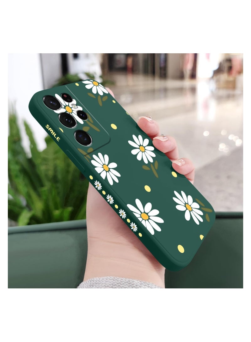 for Samsung S21 Ultra Case, for Samsung Galaxy S21 Ultra Case Butterfly Floral Astronauts Creative Sides Phone Cover Fashionablee Designs Soft Silicone Slim S21 Ultra Phone Case-Daisy Green - Image 3