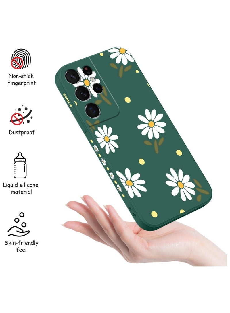 for Samsung S21 Ultra Case, for Samsung Galaxy S21 Ultra Case Butterfly Floral Astronauts Creative Sides Phone Cover Fashionablee Designs Soft Silicone Slim S21 Ultra Phone Case-Daisy Green - Image 5