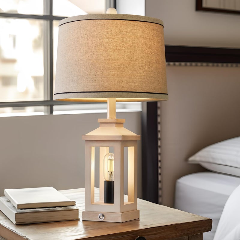 G-SAFAVA 23.75" Retro Farmhouse USB C+A Ports Table Lamp Set of 2 with 3 Way Dimmable Touch Control White Nightlight Vintage Modern Lamp for Living Room Bedroom with 2 Light Sources - Image 2