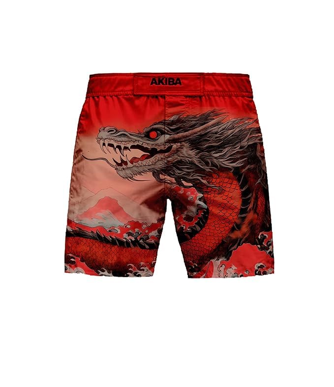 AKIBA Combat MMA Sublimation Printing Shorts (Red, M) - Embroidered Logo,Training & Kickboxing,Regular Fit, Fighting Shorts for Martial Arts, Cage Fight, Boxing, Grappling - Image 3