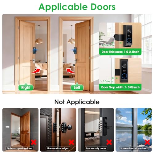 Annkoifu Anti-Theft Video Doorbell Mount for Eufy Doorbell E340/Wyze Duo Cam Doorbell, No-Drill Adjustable Mounting Bracket for Eufy E340, Apartment Door Camera Mount for Wyze Doorbell for Home Rentals Room - Image 3