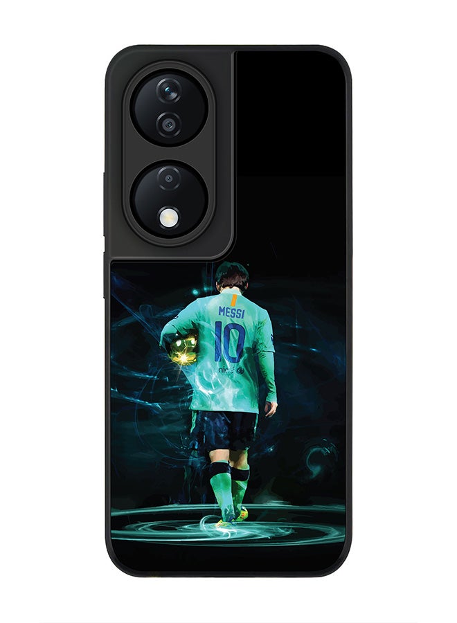 Stylizedd Rugged Black Edge Case for Honor X7b, Slim fit Soft Case Flexible Rubber Edges Anti Drop TPU Gel Thin Cover -  Golden Messi - Image 1