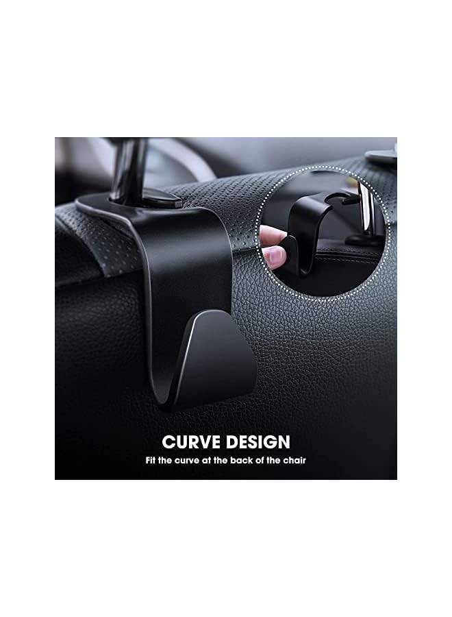 Car Seat Headrest Hooks For Car Back Seat Organizer Hanger Storage Hook Car Purse Holder Fit Universal Vehicle Women Bag Clothes Coats Grocery Bags Car Hooks 4 Pack Black - Image 3