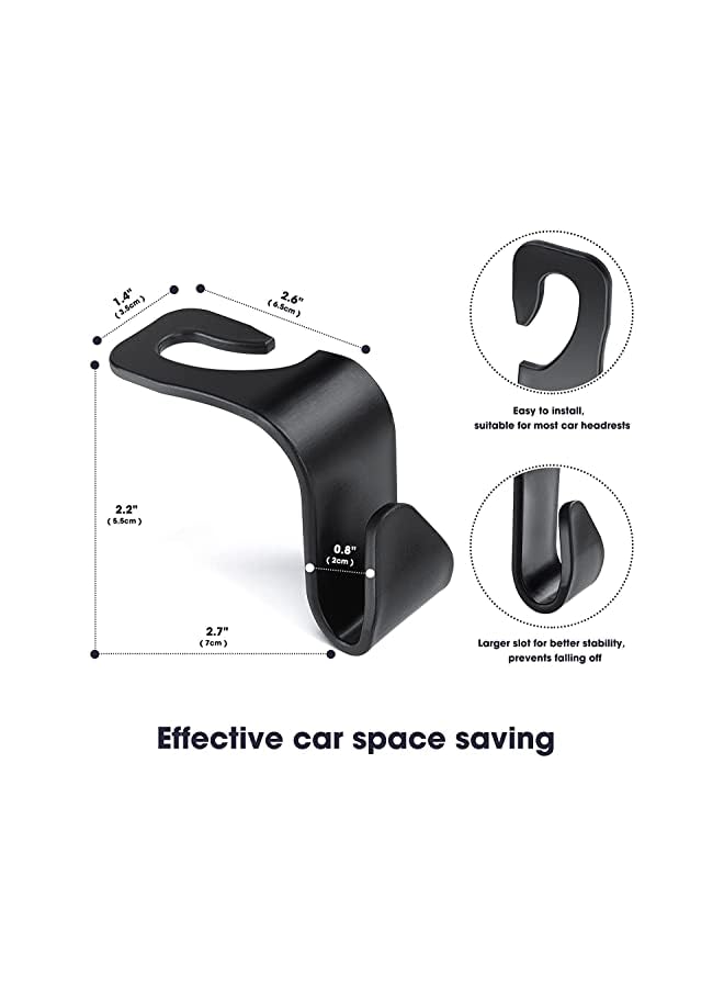 Car Seat Headrest Hooks For Car Back Seat Organizer Hanger Storage Hook Car Purse Holder Fit Universal Vehicle Women Bag Clothes Coats Grocery Bags Car Hooks 4 Pack Black - Image 4