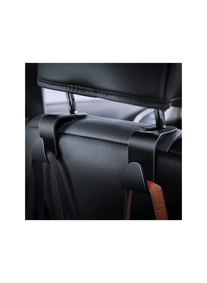 Car Seat Headrest Hooks For Car Back Seat Organizer Hanger Storage Hook Car Purse Holder Fit Universal Vehicle Women Bag Clothes Coats Grocery Bags Car Hooks 4 Pack Black - Image 2