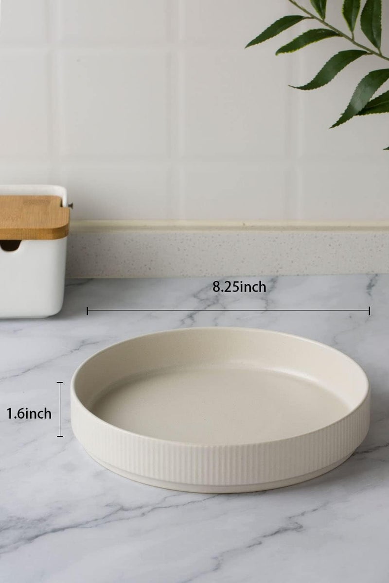 Famiware أطباق باستا فامي وير ستار 825 كبيرة مجموعة من 4 أطباق سلطة أطباق ضحلة للأكل باللون الأبيض غير اللامع مع طلاء كامل - Image 3