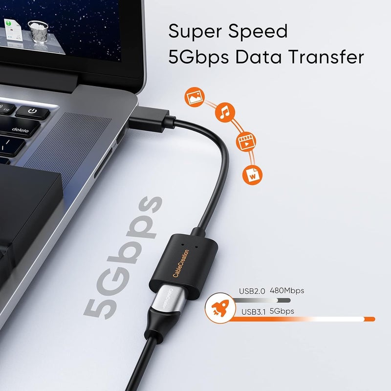 CableCreation USB C Female to USB Male Adapter, 5Gbps USB3.1 to USB C Adapter for Laptops Logitech StreamCam, etc - Image 3