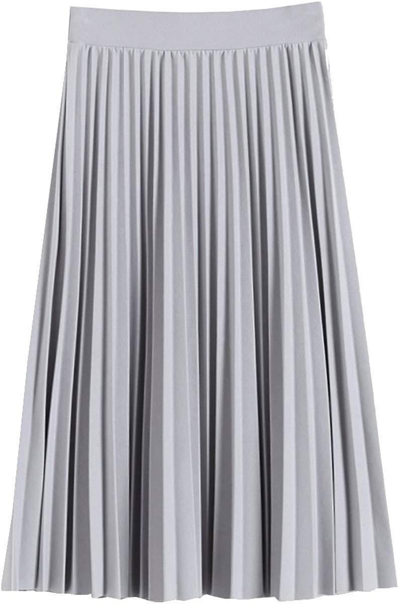 GOLDSTITCH Women's High Waist Pleated Skirt A line Swing Midi Skirt Gray - Image 4