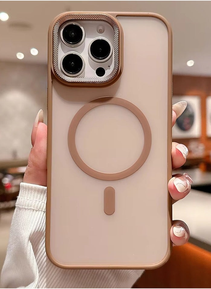 Denx - Magnetic Matte Case for iPhone 16 Pro Max, Compatible with MagSafe, Plating Luxury Cover, Matte Soft TPU Shockproof Protective Phone Case, Compatible with iPhone 16 Pro Max (Desert Titanium) - Image 1