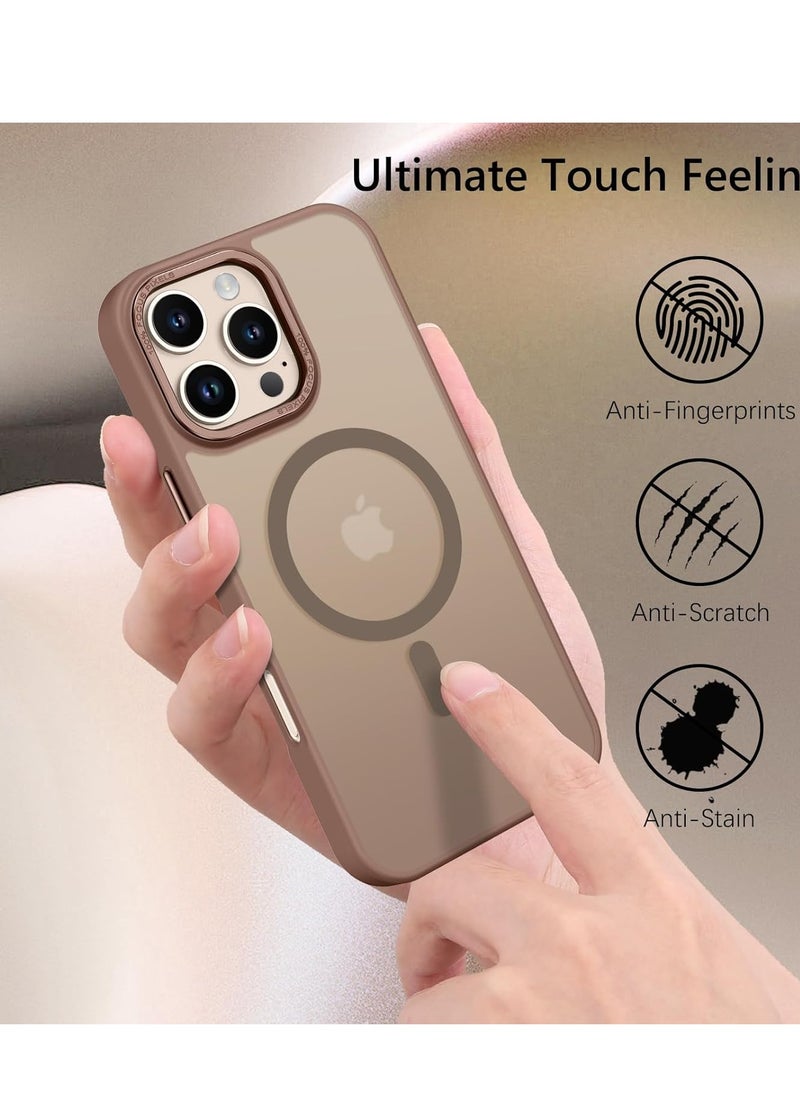 Denx - Magnetic Matte Case for iPhone 16 Pro Max, Compatible with MagSafe, Plating Luxury Cover, Matte Soft TPU Shockproof Protective Phone Case, Compatible with iPhone 16 Pro Max (Desert Titanium) - Image 1